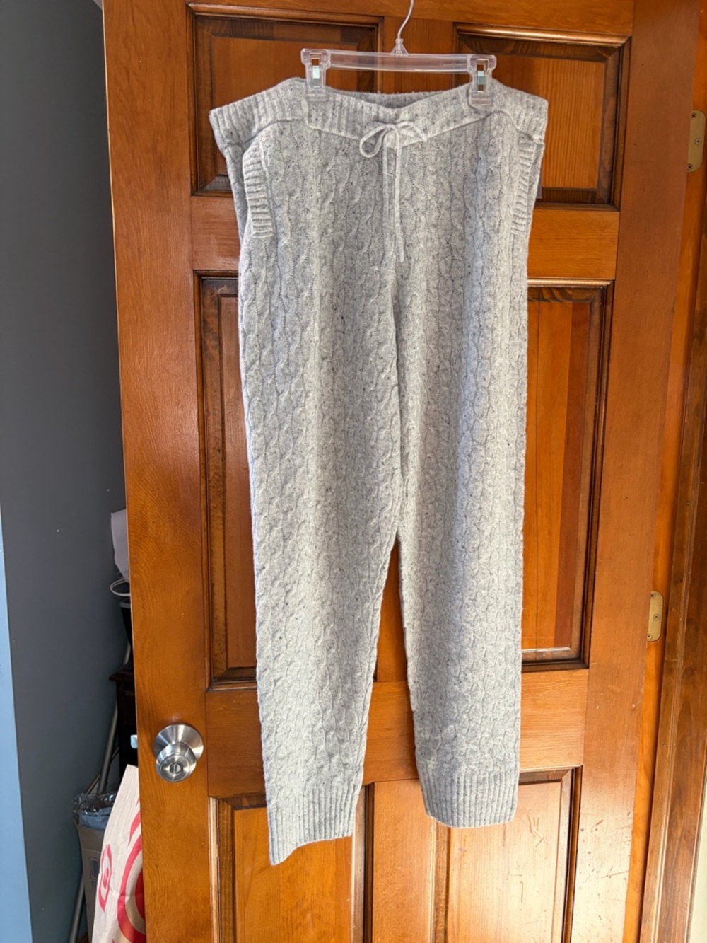 NEW Auden Luxe Heather Gray Cable Knit Sweater Jogger Pants NWT XL